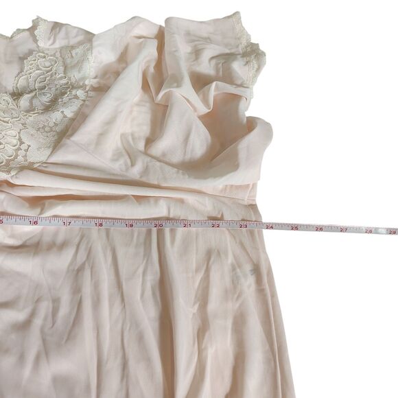 Shadowline Nightgown LARGE Peignoir Pale Pink Knee Length Lace Retro Romantic - Picture 6 of 10